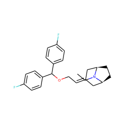 CCN1[C@H]2CC[C@@H]1CC(=CCOC(c1ccc(F)cc1)c1ccc(F)cc1)C2 ZINC000073198831