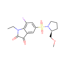 CCN1C(=O)C(=O)c2cc(S(=O)(=O)N3CCC[C@H]3COC)cc(I)c21 ZINC000299819661