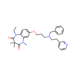 CCN1C(=O)C(C)(C)C(=O)N(C)c2cc(OCCCN(CCc3cccnc3)Cc3ccccc3)ccc21 ZINC000139556879