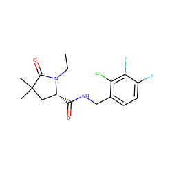 CCN1C(=O)C(C)(C)C[C@H]1C(=O)NCc1ccc(F)c(F)c1Cl ZINC000095566104