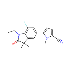 CCN1C(=O)C(C)(C)c2cc(-c3ccc(C#N)n3C)cc(F)c21 ZINC000029133278