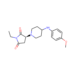 CCN1C(=O)C[C@H](N2CCC(Nc3ccc(OC)cc3)CC2)C1=O ZINC000001070488