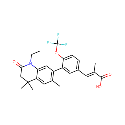 CCN1C(=O)CC(C)(C)c2cc(C)c(-c3cc(/C=C(\C)C(=O)O)ccc3OC(F)(F)F)cc21 ZINC000028952165