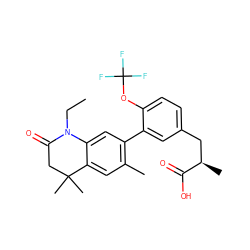 CCN1C(=O)CC(C)(C)c2cc(C)c(-c3cc(C[C@@H](C)C(=O)O)ccc3OC(F)(F)F)cc21 ZINC000028952193