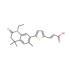 CCN1C(=O)CC(C)(C)c2cc(C)c(-c3ccc(/C=C/C(=O)O)s3)cc21 ZINC000028952476