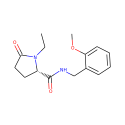 CCN1C(=O)CC[C@H]1C(=O)NCc1ccccc1OC ZINC000058590664