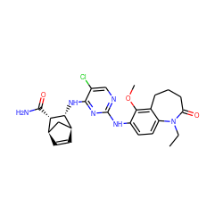 CCN1C(=O)CCCc2c1ccc(Nc1ncc(Cl)c(N[C@H]3[C@@H](C(N)=O)[C@@H]4C=C[C@H]3C4)n1)c2OC ZINC000043204866