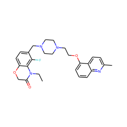 CCN1C(=O)COc2ccc(CN3CCN(CCOc4cccc5nc(C)ccc45)CC3)c(F)c21 ZINC000028954310