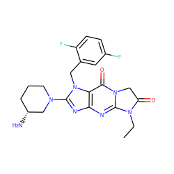 CCN1C(=O)Cn2c1nc1nc(N3CCC[C@@H](N)C3)n(Cc3cc(F)ccc3F)c1c2=O ZINC000147189547