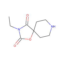 CCN1C(=O)OC2(CCNCC2)C1=O ZINC000013832500