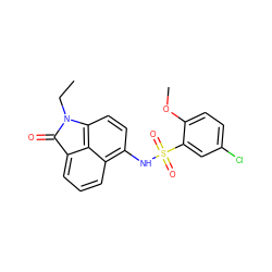 CCN1C(=O)c2cccc3c(NS(=O)(=O)c4cc(Cl)ccc4OC)ccc1c23 ZINC000653723548