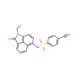 CCN1C(=O)c2cccc3c(NS(=O)(=O)c4ccc(C#N)cc4)ccc1c23 ZINC000653720694