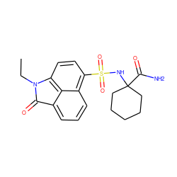 CCN1C(=O)c2cccc3c(S(=O)(=O)NC4(C(N)=O)CCCCC4)ccc1c23 ZINC000653733723