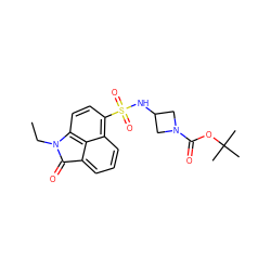 CCN1C(=O)c2cccc3c(S(=O)(=O)NC4CN(C(=O)OC(C)(C)C)C4)ccc1c23 ZINC000653737409