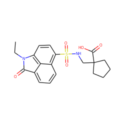 CCN1C(=O)c2cccc3c(S(=O)(=O)NCC4(C(=O)O)CCCC4)ccc1c23 ZINC000263620949