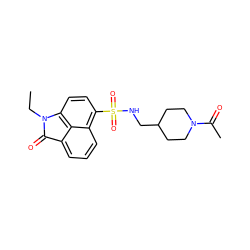 CCN1C(=O)c2cccc3c(S(=O)(=O)NCC4CCN(C(C)=O)CC4)ccc1c23 ZINC000169308100