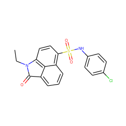 CCN1C(=O)c2cccc3c(S(=O)(=O)Nc4ccc(Cl)cc4)ccc1c23 ZINC000001448651