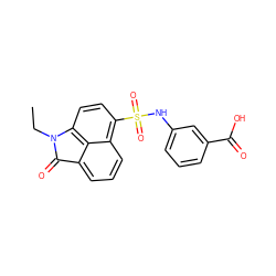 CCN1C(=O)c2cccc3c(S(=O)(=O)Nc4cccc(C(=O)O)c4)ccc1c23 ZINC000008715843