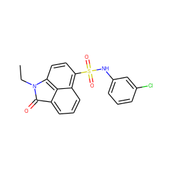 CCN1C(=O)c2cccc3c(S(=O)(=O)Nc4cccc(Cl)c4)ccc1c23 ZINC000001448652