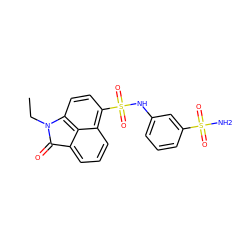 CCN1C(=O)c2cccc3c(S(=O)(=O)Nc4cccc(S(N)(=O)=O)c4)ccc1c23 ZINC000019923870