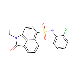 CCN1C(=O)c2cccc3c(S(=O)(=O)Nc4ccccc4Cl)ccc1c23 ZINC000011691623