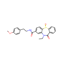 CCN1C(=O)c2ccccc2[S@+]([O-])c2ccc(C(=O)NCCc3ccc(OC)cc3)cc21 ZINC000169309861