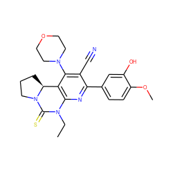 CCN1C(=S)N2CCC[C@H]2c2c1nc(-c1ccc(OC)c(O)c1)c(C#N)c2N1CCOCC1 ZINC000473086124