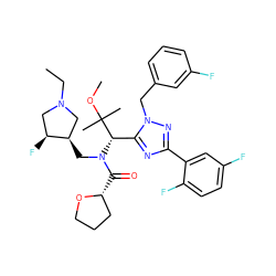 CCN1C[C@@H](CN(C(=O)[C@@H]2CCCO2)[C@@H](c2nc(-c3cc(F)ccc3F)nn2Cc2cccc(F)c2)C(C)(C)OC)[C@@H](F)C1 ZINC000144554565