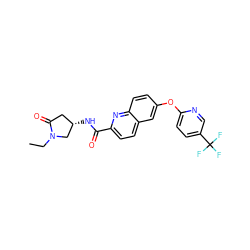 CCN1C[C@@H](NC(=O)c2ccc3cc(Oc4ccc(C(F)(F)F)cn4)ccc3n2)CC1=O ZINC001772581782