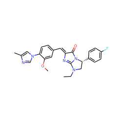 CCN1C[C@@H](c2ccc(F)cc2)N2C(=O)/C(=C/c3ccc(-n4cnc(C)c4)c(OC)c3)N=C12 ZINC000058575468