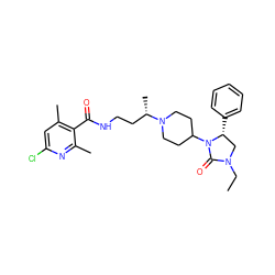 CCN1C[C@@H](c2ccccc2)N(C2CCN([C@@H](C)CCNC(=O)c3c(C)cc(Cl)nc3C)CC2)C1=O ZINC000096285466