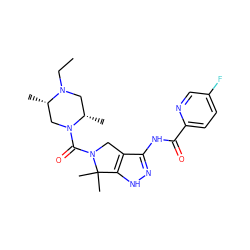 CCN1C[C@H](C)N(C(=O)N2Cc3c(NC(=O)c4ccc(F)cn4)n[nH]c3C2(C)C)C[C@@H]1C ZINC000142490922