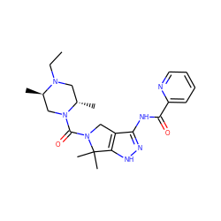 CCN1C[C@H](C)N(C(=O)N2Cc3c(NC(=O)c4ccccn4)n[nH]c3C2(C)C)C[C@H]1C ZINC000114183302