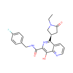 CCN1C[C@H](c2nc(C(=O)NCc3ccc(F)cc3)c(O)c3ncccc23)CC1=O ZINC000040403246