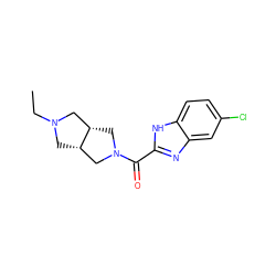 CCN1C[C@H]2CN(C(=O)c3nc4cc(Cl)ccc4[nH]3)C[C@H]2C1 ZINC000038248149