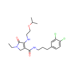 CCN1CC(C(=O)NCCCc2ccc(Cl)c(Cl)c2)=C(NCCOC(C)C)C1=O ZINC000224802447