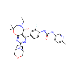 CCN1CC(C)(C)Oc2nc(N3[C@H]4CC[C@H]3COC4)nc(-c3ccc(NC(=O)Nc4ccc(C)nc4)c(F)c3)c2C1=O ZINC000205321490