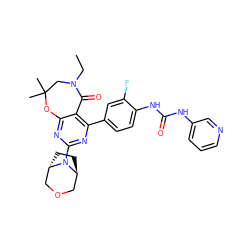 CCN1CC(C)(C)Oc2nc(N3[C@H]4CC[C@H]3COC4)nc(-c3ccc(NC(=O)Nc4cccnc4)c(F)c3)c2C1=O ZINC000205330434