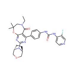 CCN1CC(C)(C)Oc2nc(N3[C@H]4CC[C@H]3COC4)nc(-c3ccc(NC(=O)Nc4ccncc4F)cc3)c2C1=O ZINC000205348861