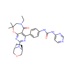 CCN1CC(C)(C)Oc2nc(N3[C@H]4CC[C@H]3COC4)nc(-c3ccc(NC(=O)Nc4ccncn4)cc3)c2C1=O ZINC000225316465