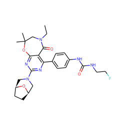 CCN1CC(C)(C)Oc2nc(N3C[C@@H]4CC[C@H](C3)O4)nc(-c3ccc(NC(=O)NCCF)cc3)c2C1=O ZINC000225315296