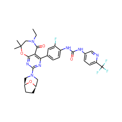 CCN1CC(C)(C)Oc2nc(N3C[C@@H]4CC[C@H](C3)O4)nc(-c3ccc(NC(=O)Nc4ccc(C(F)(F)F)nc4)c(F)c3)c2C1=O ZINC000225305434