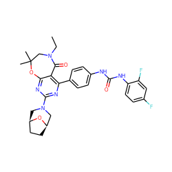 CCN1CC(C)(C)Oc2nc(N3C[C@@H]4CC[C@H](C3)O4)nc(-c3ccc(NC(=O)Nc4ccc(F)cc4F)cc3)c2C1=O ZINC000225319561