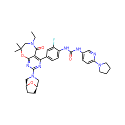 CCN1CC(C)(C)Oc2nc(N3C[C@@H]4CC[C@H](C3)O4)nc(-c3ccc(NC(=O)Nc4ccc(N5CCCC5)nc4)c(F)c3)c2C1=O ZINC000205324774