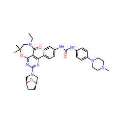 CCN1CC(C)(C)Oc2nc(N3C[C@@H]4CC[C@H](C3)O4)nc(-c3ccc(NC(=O)Nc4ccc(N5CCN(C)CC5)cc4)cc3)c2C1=O ZINC000205314955