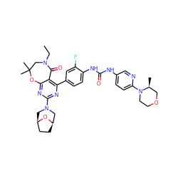 CCN1CC(C)(C)Oc2nc(N3C[C@@H]4CC[C@H](C3)O4)nc(-c3ccc(NC(=O)Nc4ccc(N5CCOC[C@@H]5C)nc4)c(F)c3)c2C1=O ZINC000205321326