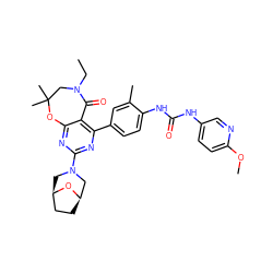 CCN1CC(C)(C)Oc2nc(N3C[C@@H]4CC[C@H](C3)O4)nc(-c3ccc(NC(=O)Nc4ccc(OC)nc4)c(C)c3)c2C1=O ZINC001772618234