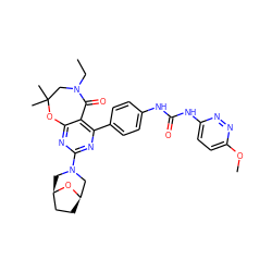 CCN1CC(C)(C)Oc2nc(N3C[C@@H]4CC[C@H](C3)O4)nc(-c3ccc(NC(=O)Nc4ccc(OC)nn4)cc3)c2C1=O ZINC001772578698