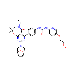 CCN1CC(C)(C)Oc2nc(N3C[C@@H]4CC[C@H](C3)O4)nc(-c3ccc(NC(=O)Nc4ccc(OCCOC)cn4)cc3)c2C1=O ZINC000205333739