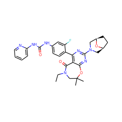 CCN1CC(C)(C)Oc2nc(N3C[C@@H]4CC[C@H](C3)O4)nc(-c3ccc(NC(=O)Nc4ccccn4)cc3F)c2C1=O ZINC000225305634